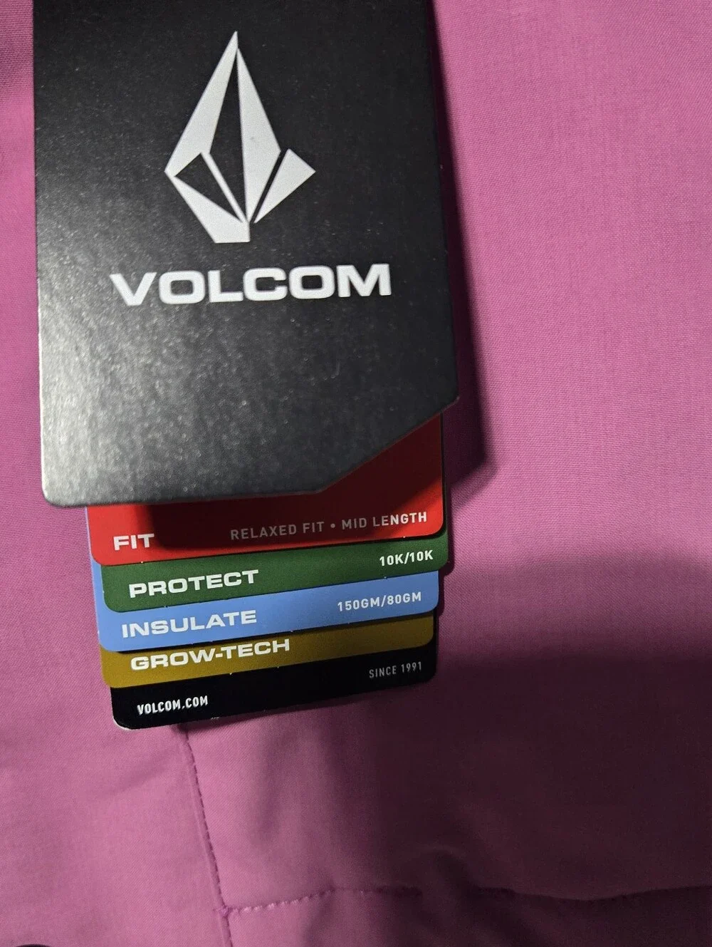 Volcom Size S Pink Relaxed Fit Hooded Performance Jacket, Water Resistant NWT